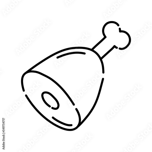 Parma ham doodle icon. Hand drawn black sketch. Vector Illustration.