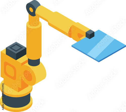 Factory glass robot icon isometric vector. Window production. Material process