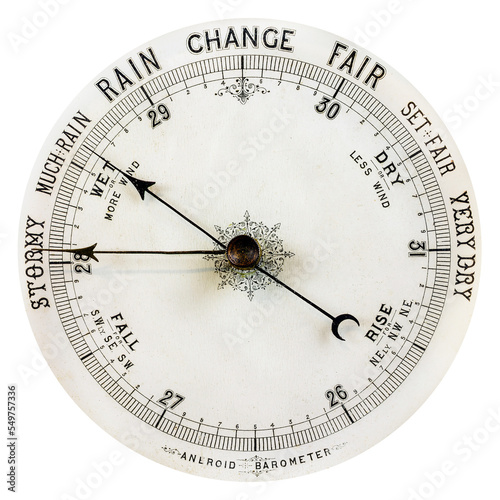 Картината върху платно Vintage ornamental barometer with English text