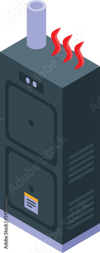Gas furnace icon isometric vector. House fire. Flame burning