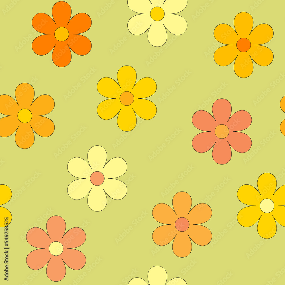 Spring seamless background with yellow and orange flowers Spring seamless background with yellow and orange flowers