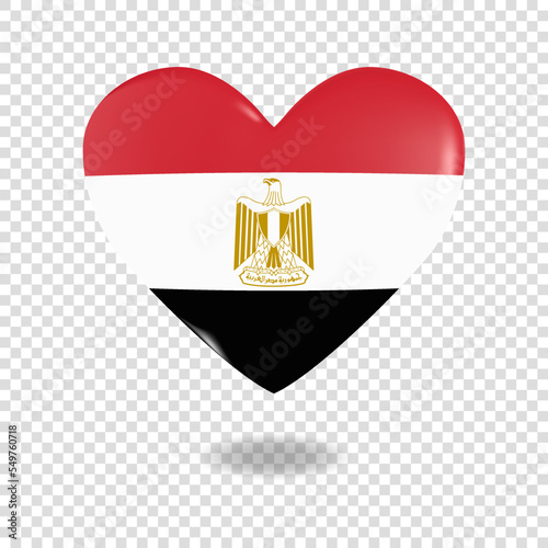 Volumetric heart of Egypt on checkered background denoting transparency, vector