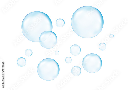 3d bubbles on witer background. Soap bubbles vector illustration