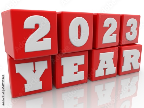 2023 concept on red toy blocks