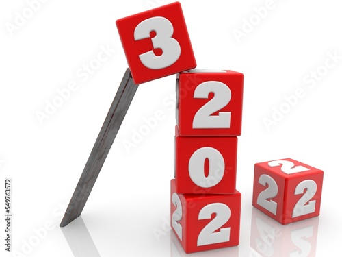 Red toy blocks with the concept of 2023
