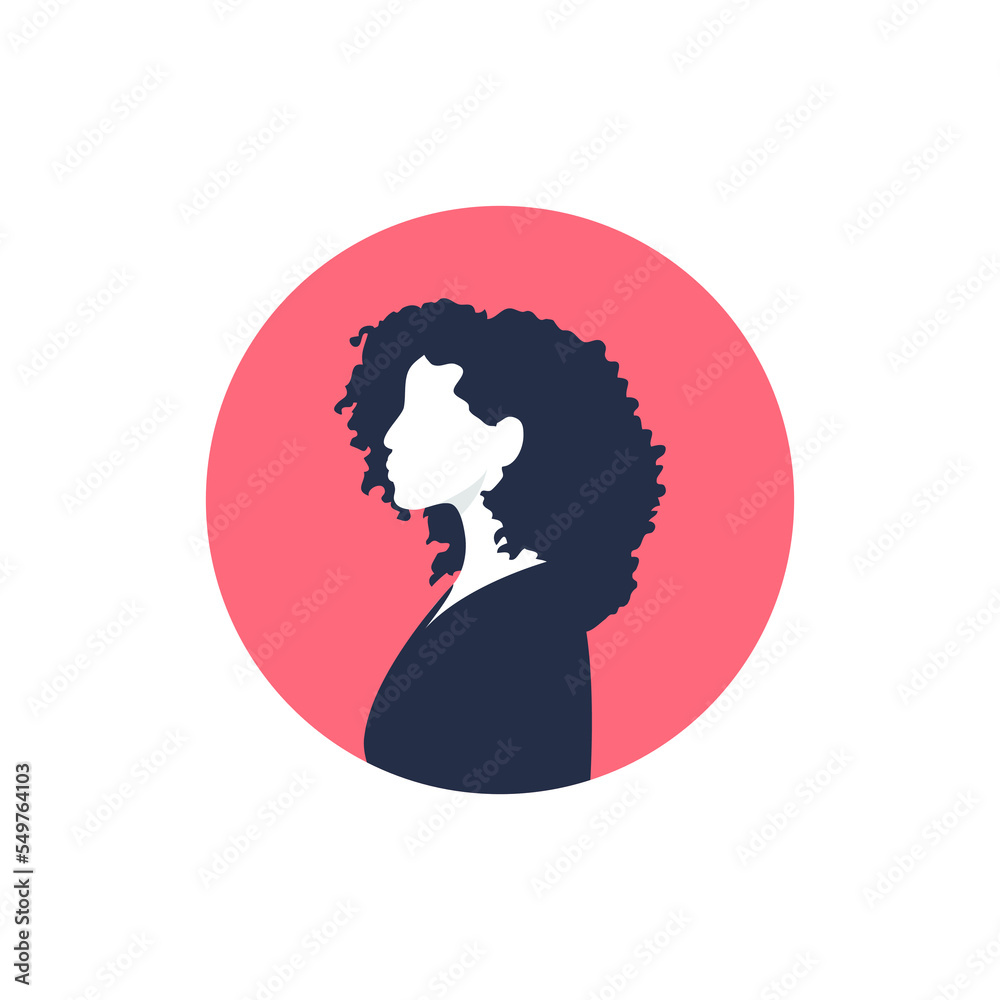 Round profile image of female avatar for social networks with half circle. Fashion and beauty. Bright vector illustration in trendy style. Round profile image of female avatar for social networks with half circle. Fashion and beauty. Bright vector illustration in trendy style.