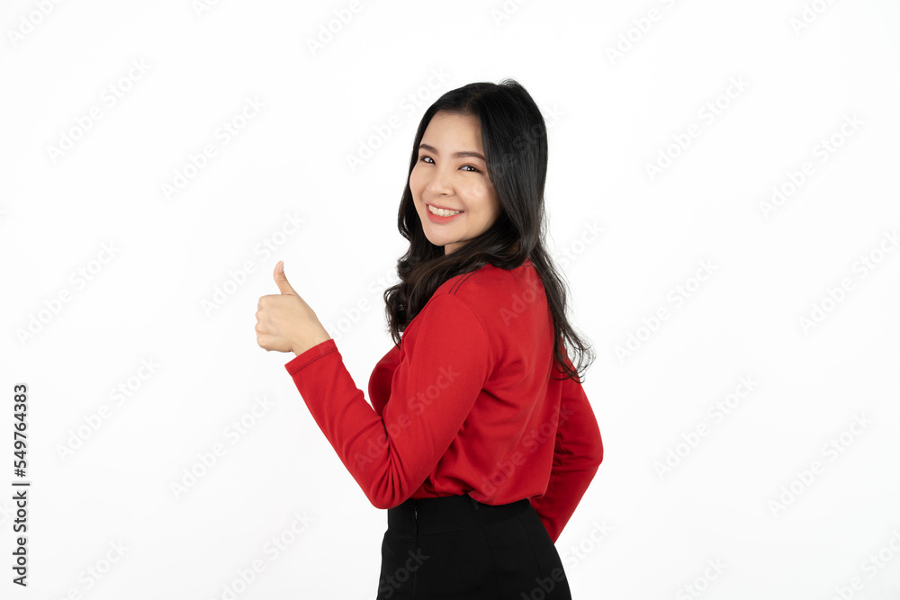 Happy smiling business woman with thumbs up gesture isolate and white background. Happy smiling business woman with thumbs up gesture isolate and white background.