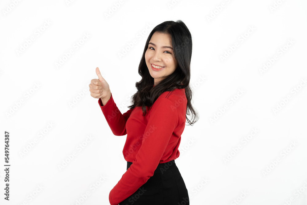 Happy smiling business woman with thumbs up gesture isolate and white background. Happy smiling business woman with thumbs up gesture isolate and white background.