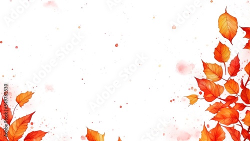 Autumn composition, Watercolor paint, colored pencils and autumn maple fall leaves on white desk background, Top view, copy space for text. © Bellarosa