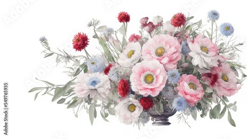 Canvastavla Hand drawn winter bouquets isolated on white background