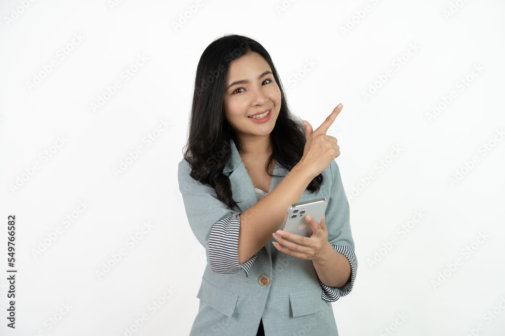 Surprise asian beautiful woman using smartphone isolated on white background. Surprise asian beautiful woman using smartphone isolated on white background.