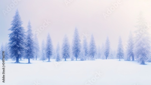 Fir trees in winter snow, Christmas background, Beauty of nature concept.