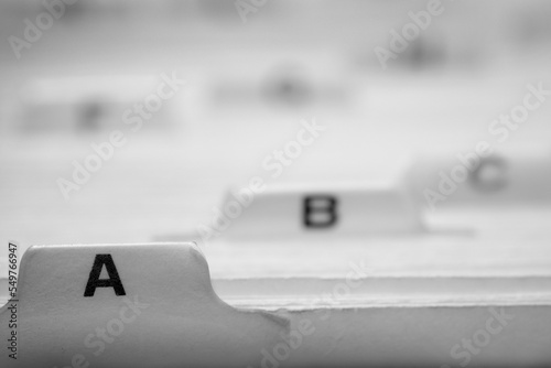 Photography Business cards indexed and organized for communications and contacts or leads fo