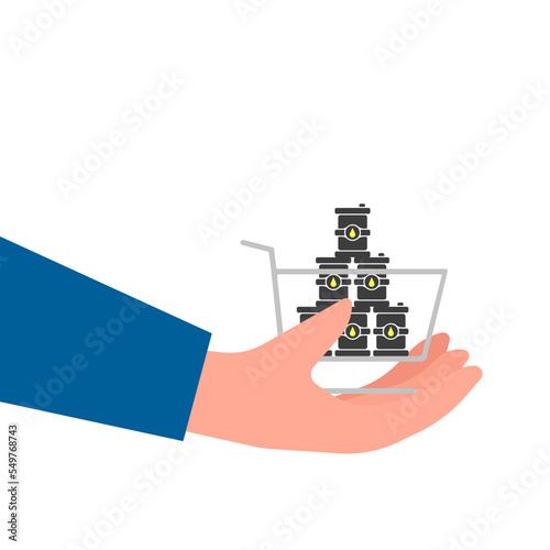 illustration of a hand with a gasoline basket icon