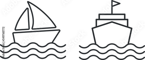 Floating ship icon. Boat illustration symbol. Sign cruise vector flat.