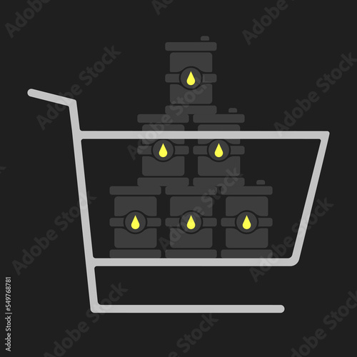 icon of a basket with gasoline on a black background