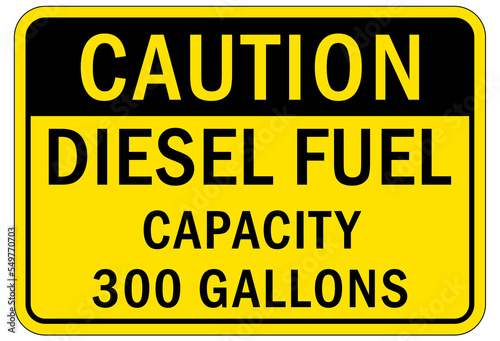 Flammable material diesel fuel sign by capacity 