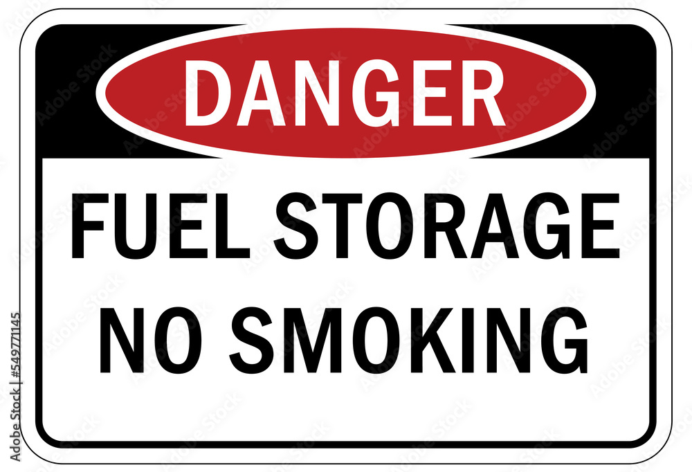 Flammable material diesel fuel sign no smoking