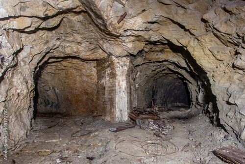 Old iron ore mine underground tunnel two way drift
