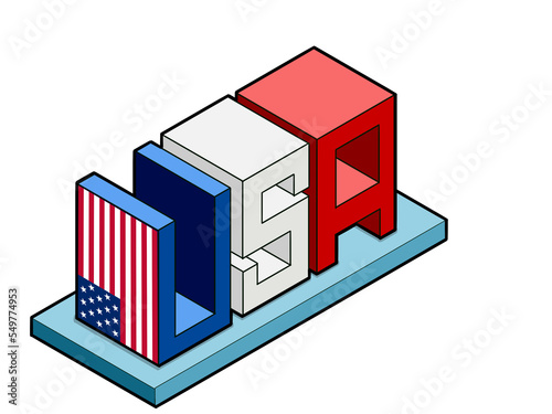 USA 3D text Illustration 