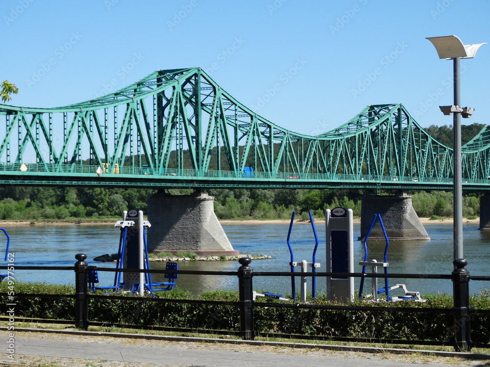 Włocławek, most, Wisła, woda, rzeka, niebo, architektura, podróż,