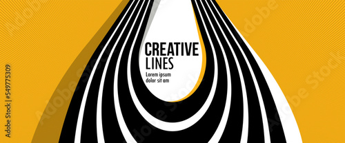 Lines in motion vector abstract background, 3D perspective creative optical design with stripes, sound and music concept, flowing lines.