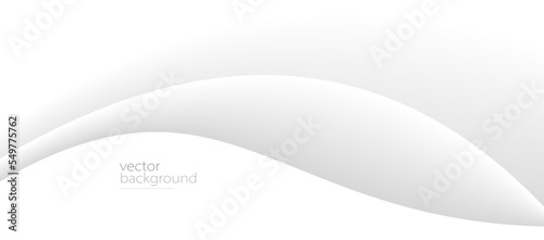 Curve shape flow vector abstract background in light grey gradient, dynamic and speed concept, futuristic technology or motion art.