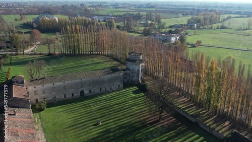 aerial view of Corte Castiglione in Casatico di Marcaria, Mantua Italy home of Baldassarre Castiglioni photo