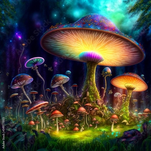 Midjourney abstract render of magic mushrooms