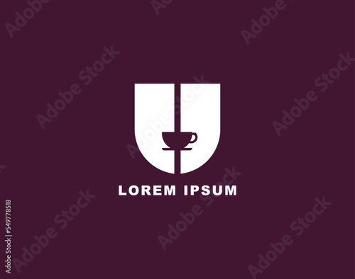 U coffee cup logo, U logo design, Coffee logo design, Coffee shop logo 