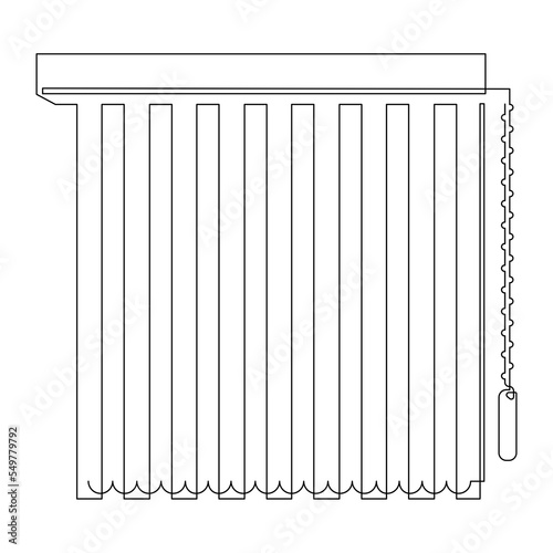 Vertical blinds for windows. Interior element. Continuous line drawing illustration