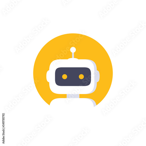 Robot icon. Bot sign design. Chatbot symbol, logo template. Modern flat style cartoon character illustration. Isolated on white
