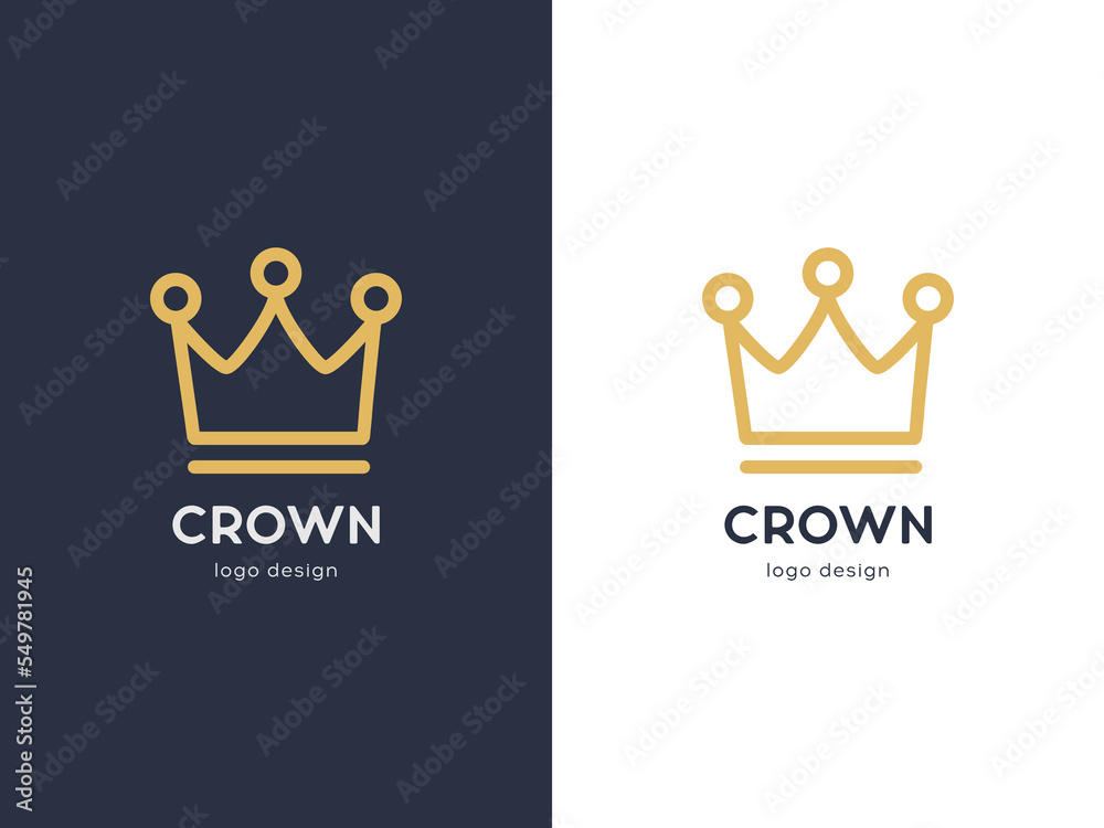 Crown line vector logo design. Royal king linear symbol concept. Creative outline vector logo design