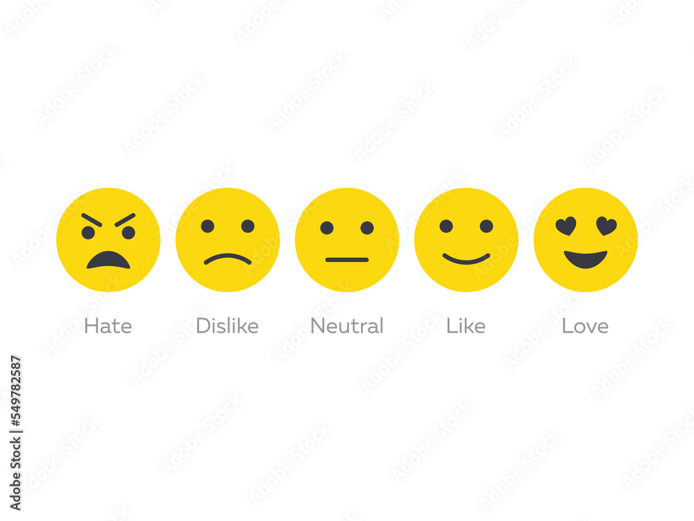 Vecteur Stock Feedback emoticon icon set. Hate and love emojis. Smiley ...