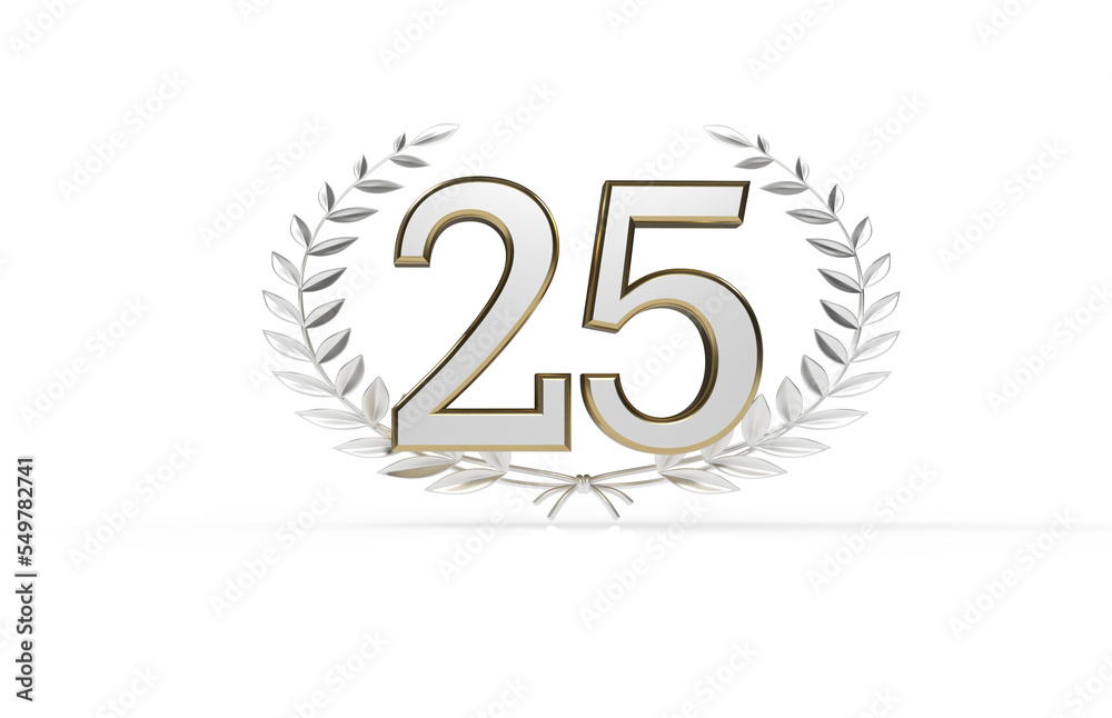 3d golden 25 years anniversary celebration with star background. 3d illustration. 3d golden 25 years anniversary celebration with star background. 3d illustration.