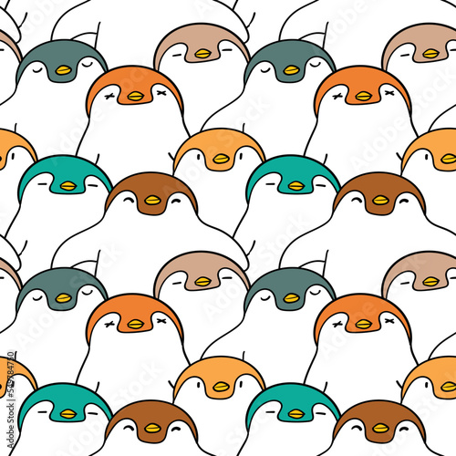 Seamless Pattern of Cartoon Penguin Illustration Design