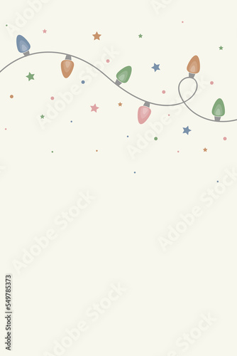 Hanging Christmas lights. Background with copyspace. Vector illustration