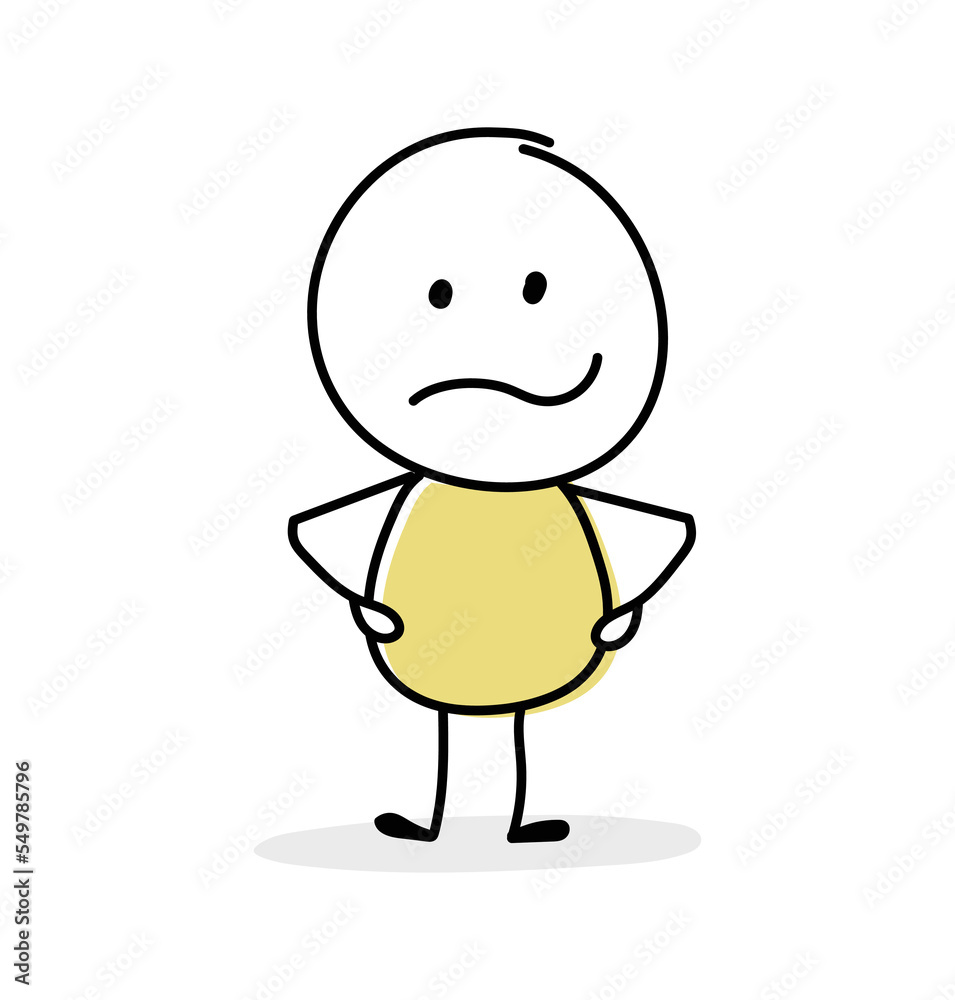Caricature concept. Angry stickman. Vector.