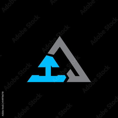 IJ Logo letter monogram with triangle shape design template.
