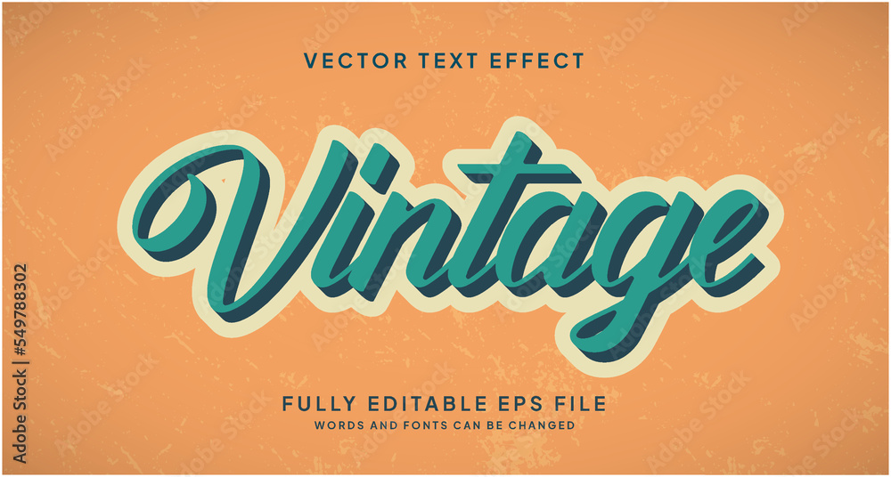 Editable Text Effect Vintage Style - obrazy, fototapety, plakaty 