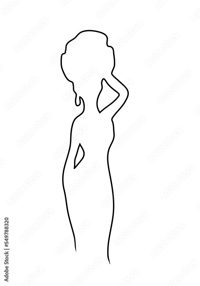 Beautiful young african woman. African ethnic culture. Female line silhouette. Vector black and white art illustration Beautiful young african woman. African ethnic culture. Female line silhouette. Vector black and white art illustration