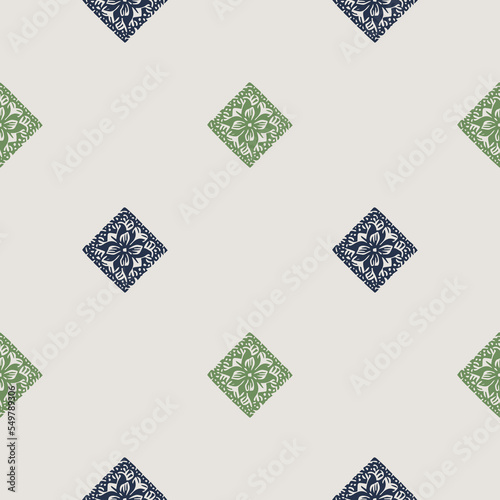 Hand drawn retro block print seamless pattern. Vector 80s vintage wallpaper design for geometric background. Carved bohemian ornamental design. 