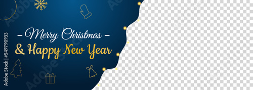 Christmas background with New Year golden icon. Transparent backgound with realistic garland. Vector illustration concept