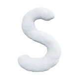 Letter S made of snow. Winter font on a white background. Realistic 3D render