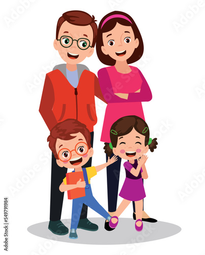 mother father and children happy family
