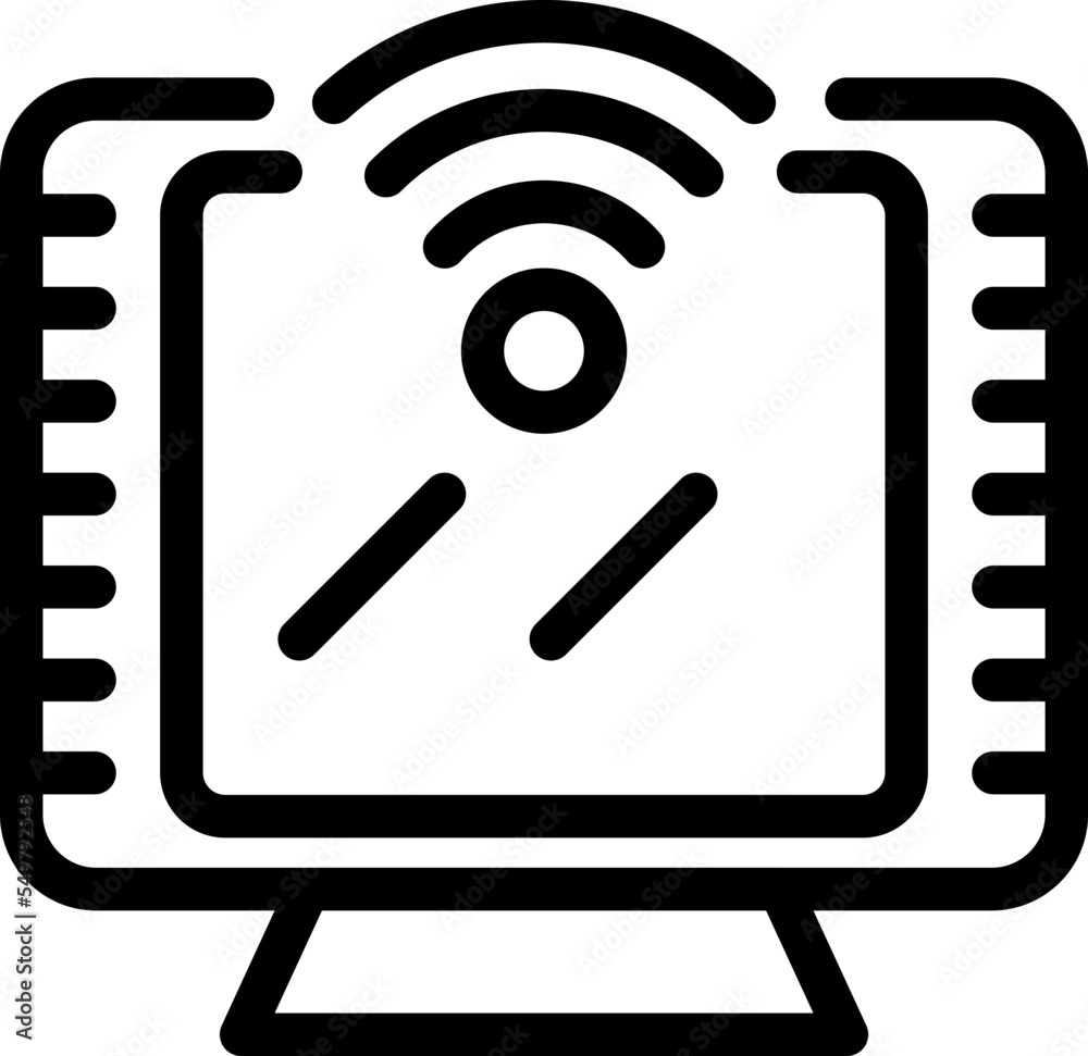 Wifi tv icon outline vector. Smart remote control. Internet camera