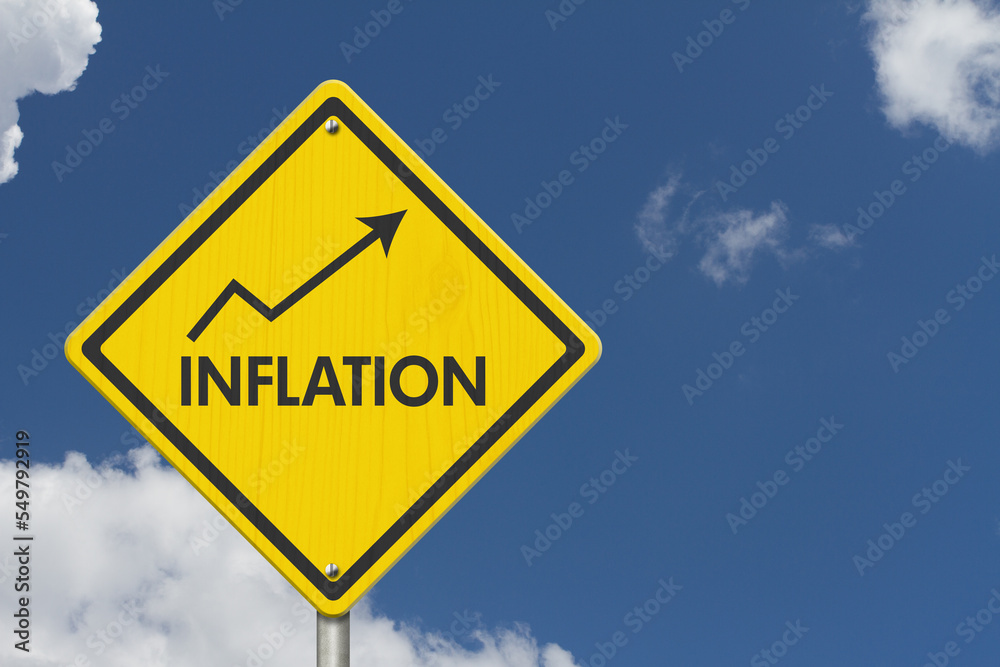 Inflation yellow caution road sign Inflation yellow caution road sign