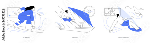Summer adventure sport abstract concept vector illustrations.