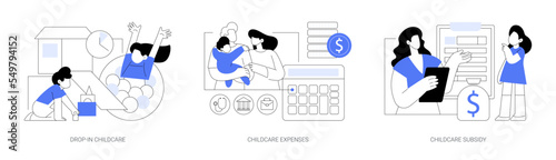 Daycare service abstract concept vector illustrations.