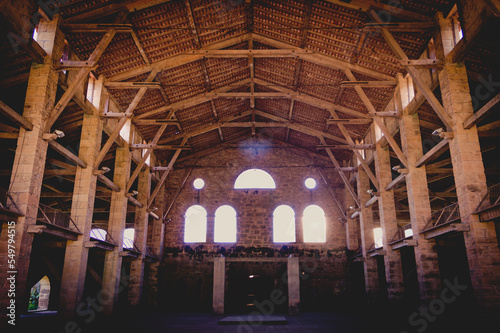 Internal view of an old mansion  its doors and windows